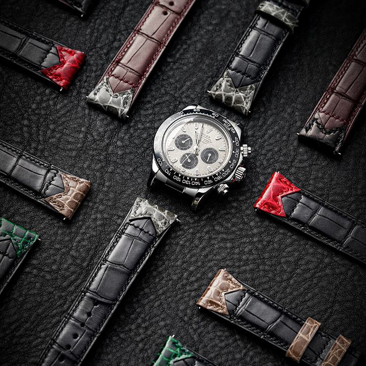 Black With Red Bow Tie Alligator Strap