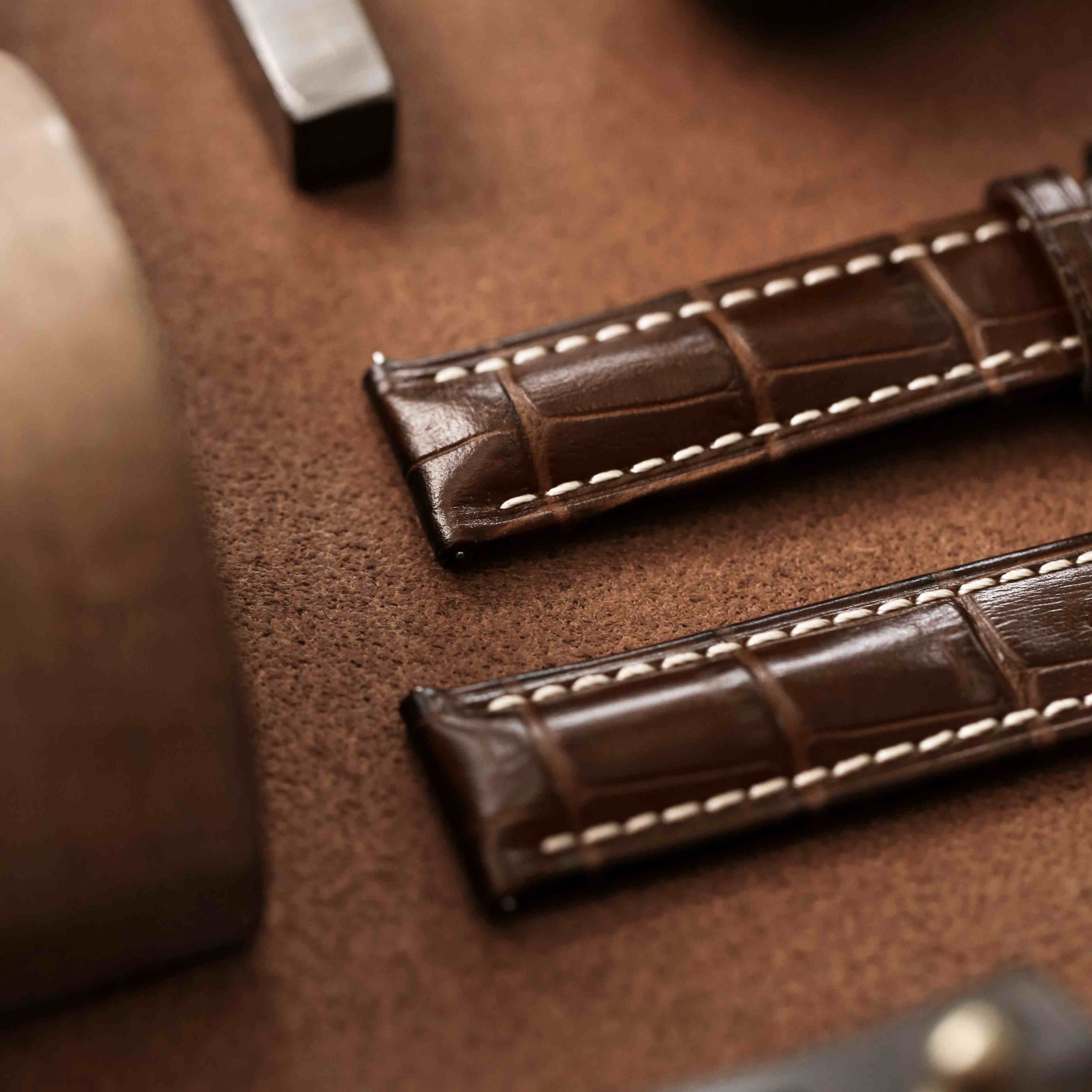Black 3A Alligator Grain Genuine Leather Strap