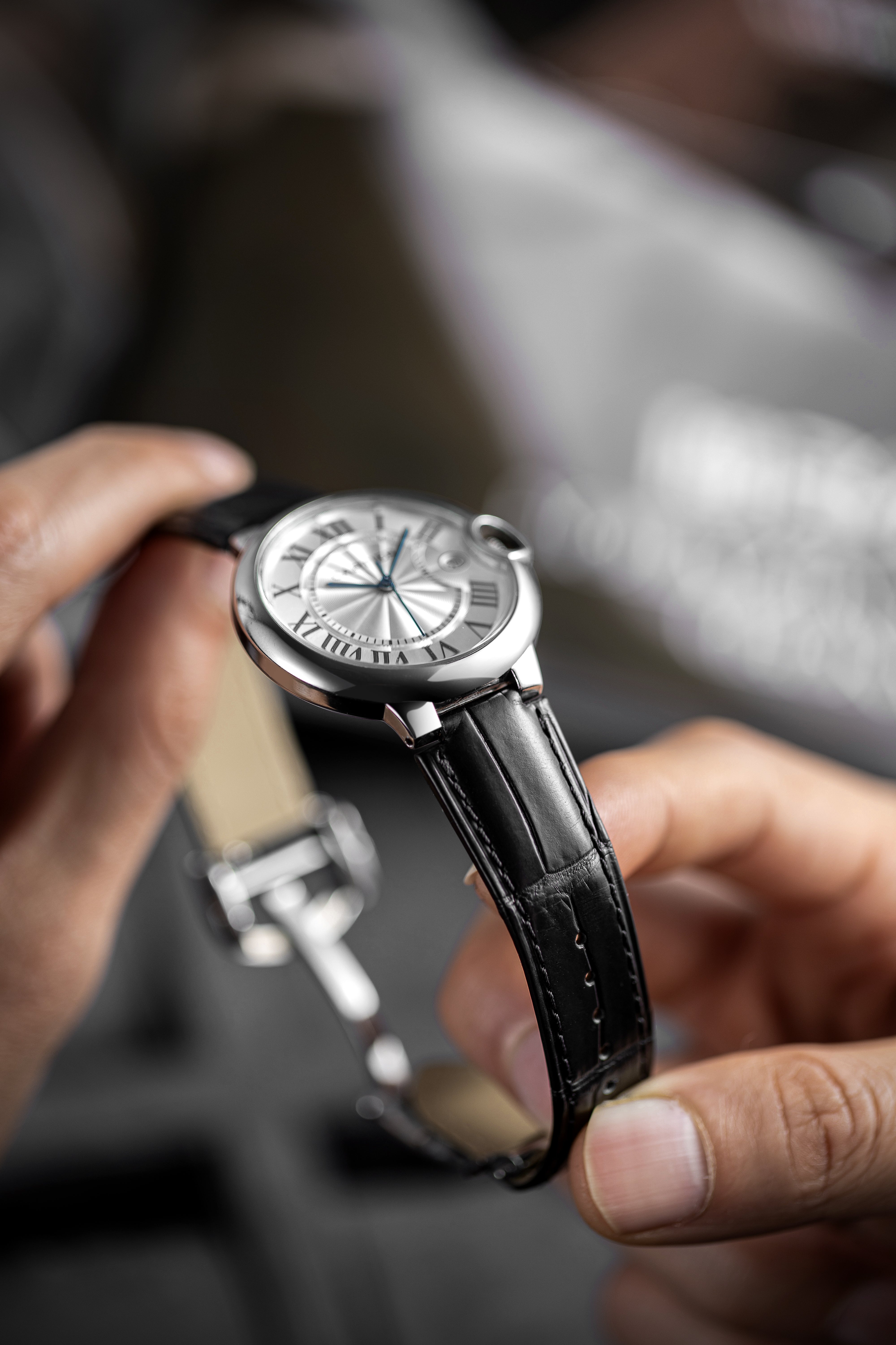 Black Quick-Release Nile Crocodile Straps for Cartier Ballon Bleu