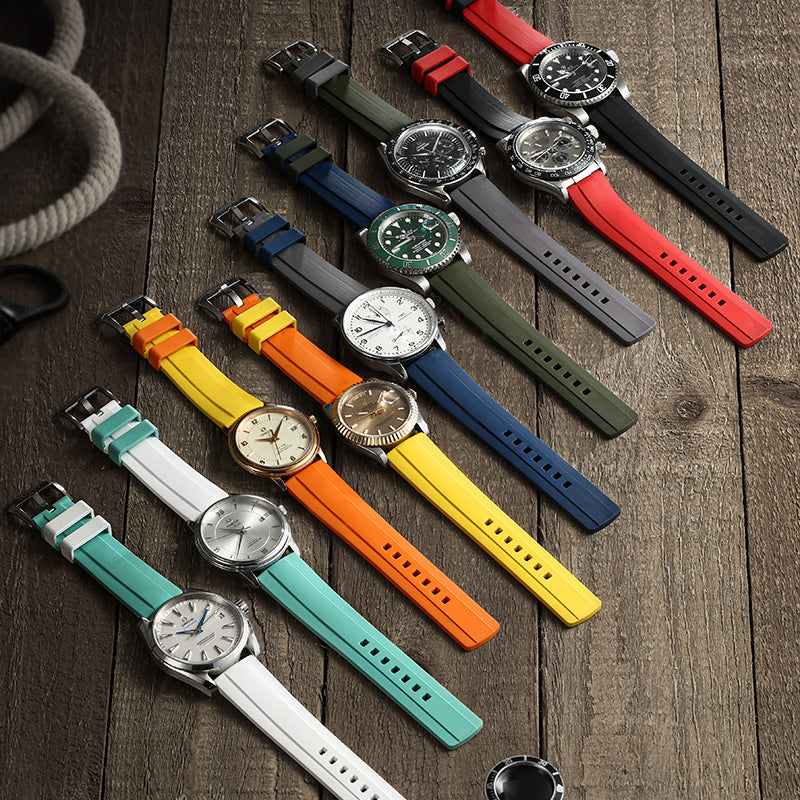 Red Brushed FKM Rubber Strap