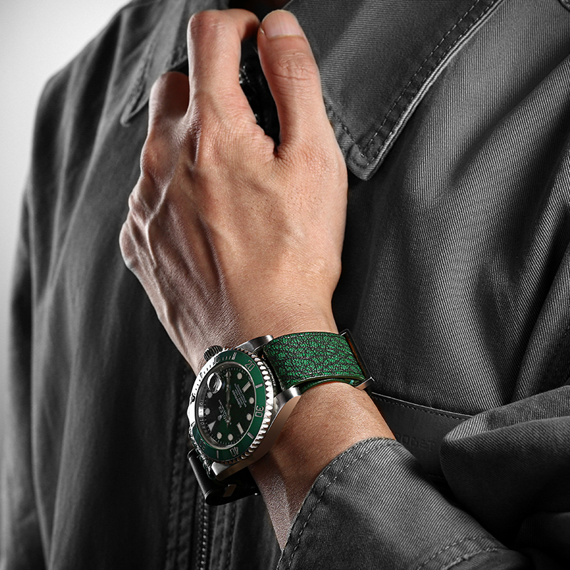 Nato Green PATNAT Goat Leather Strap
