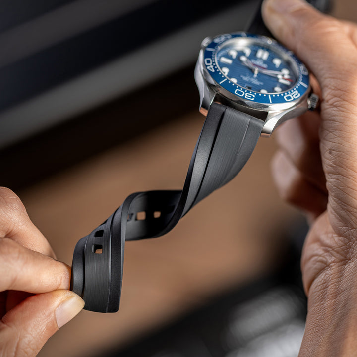 Black Brushed FKM Rubber Straps