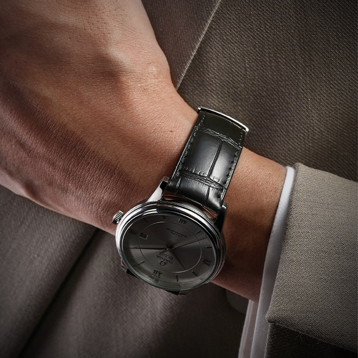 Black Alligator Grain Genuine Leather Strap for Omega Seamaster