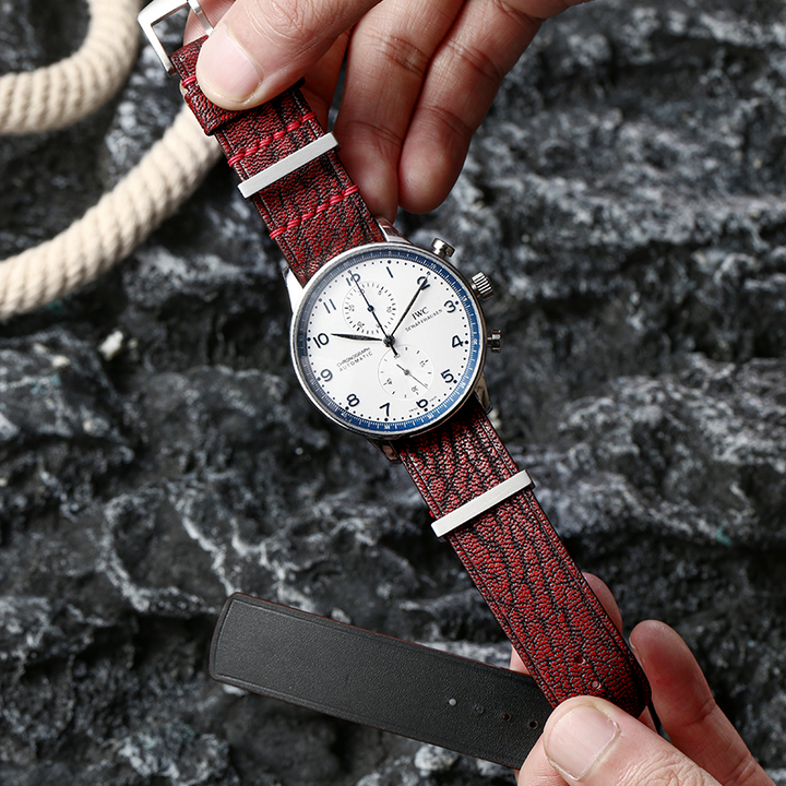 Nato Red PATNAT Goat Leather Strap