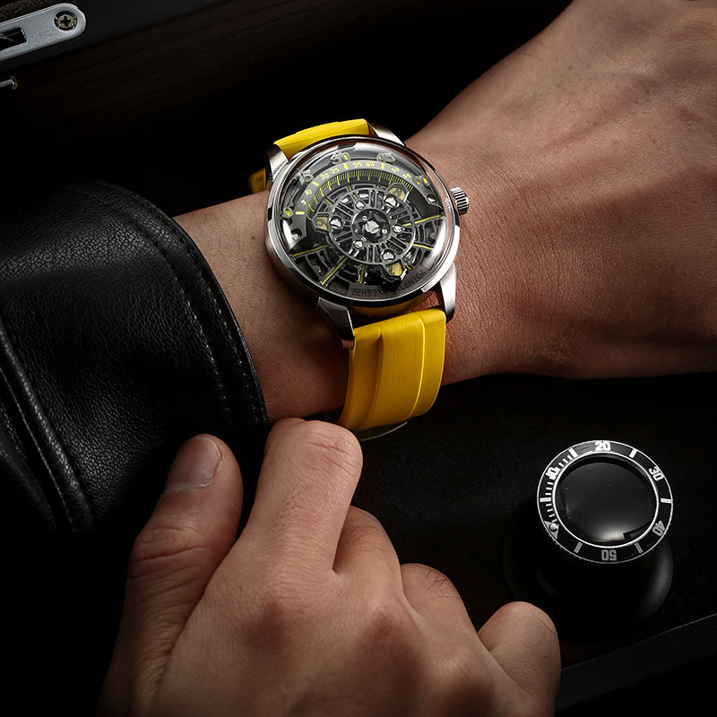 Yellow Brushed FKM Rubber Strap